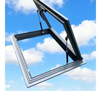 Ventana de techo de aleación de aluminio con doble acristalamiento templado, color negro, 50 x 50 cm, ideal para techos y sótanos, escotilla de acceso a tragaluz