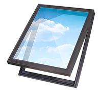 Ventana de techo de aleación de aluminio de 90 x 100 cm, ventana de acceso a tragaluz, vidrio templado, solución de salida de emergencia de bajo mantenimiento para un uso duradero