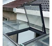 Ventana de techo de aluminio para ático con ventilación de techo plano, ventana de seguridad para tragaluz para sótano, 65 x 90 cm, ideal para invernaderos y luz natural