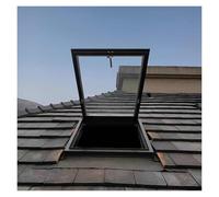 Ventana de techo de apertura manual para terraza, impermeable, de aluminio, para pasillo, escalera, ático, tragaluz (65 x 70 cm)
