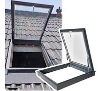Ventana de techo de tragaluz, rejilla de ventilación impermeable con vidrio templado de doble capa y mango con cerradura para ático, sótano, terraza solar (39 x 20 pulgadas)
