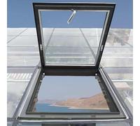 Ventana de techo grande negra de 94 cm, escotilla de acceso a techo plano impermeable con apertura de 80° para una ventilación segura, ideal para sótanos y áticos