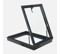Ventana de techo inclinable manual con tragaluz de vidrio templado de doble capa, ideal para pasillo, terraza, escalera, garaje (85 x 95 cm), mejora la luz natural y la ventilación