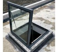 Ventana de techo plano de aluminio de 60 x 60 cm, escotilla de acceso al ático con asas, perfecta para sótanos y invernaderos, diseño ventilado para una luz óptima