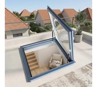 Ventana de techo ventilada, doble templado, con aluminio, para áticos, sótanos y terrazas, se adapta a techos planos inclinados (abierto 80° 35 x 37 pulgadas, 88.9 x 94 cm)