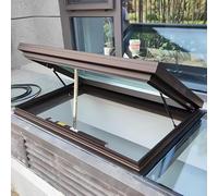Ventana de tejado personalizable con apertura eléctrica, vidrio templado de doble capa, elevación a gas, control remoto y sensor de lluvia, para invernaderos, sótanos, áticos(Brown,LxW 60x65cm/23.6x25