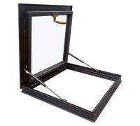 Ventana de tragaluz de aleación de aluminio con ventilación manual templada para techos planos e inclinados, perfecta para áticos, balcones, oficinas y sótanos, 70 x 70 cm