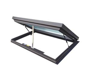 Ventana de tragaluz eléctrica personalizable con control remoto, elevación de gas, vidrio templado de doble capa y sensor de lluvia, ideal para invernaderos, sótanos y áticos (gris, 60 x 55 cm)