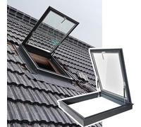 Ventana de tragaluz para techo y ático de doble capa de vidrio templado, cubierta de escotilla de escape comercial, grande, para sótano, túnel solar, tragaluz (90 x 80 cm)