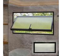 Ventana de ventilación de baño, ventana de cobertizo de vidrio templado, ventanas de ojo de buey, ventanas de montaje empotrado para casas móviles, duchas y gallineros.(Nero,WxH 30x14in/75x35cm)