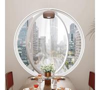 Ventana de ventilación giratoria 360° Fabricada en Vidrio de Seguridad y Marco de Aluminio, Ideal para baños, cocinas o Salas de Juegos. Diseño Redondo, 55 cm de diámetro, Color Blanco.