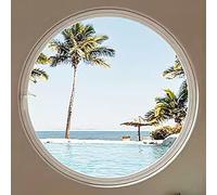 Ventana de ventilación giratoria, Ojo de Buey Redondo de Vidrio Templado Que Gira 360° - Ventana de ventilación Transparente con manija para baños - Elegante y Funcional (50 cm/19,6 Pulgadas