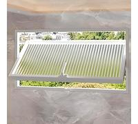 Ventana de vidrio templado giratoria de 360°, ventana de servicio corrediza vertical de aluminio con manija y cerradura, ventana de ventilación metálica empotrada para baño y cocina(White,WxH 60x30cm/