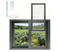 Ventana del Sótano para Viviendas, Ventanas Correderas Horizontales de Aluminio de Recambio con Mosquitera y Cristal Templado(Gray,W60cm xH60cm)