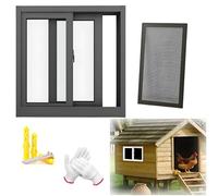 Ventana deslizante de aleación de aluminio para sótano de 31 x 14 pulgadas, repuesto de cobertizo de vidrio templado para baño, gallinero y más, elegante acabado negro fácil de instalar