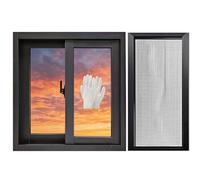 Ventana deslizante de montaje empotrado para sótano de 36 x 25 pulgadas, vidrio templado aislado con pantalla, ideal para cobertizo, sala de estar, baño, acabado negro duradero que se adapta a tamaños