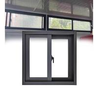 Ventana deslizante horizontal de repuesto, diseño de montaje empotrado con vidrio templado y pantalla, bloqueo móvil para sótano, baño, garaje, restaurante, gallineros