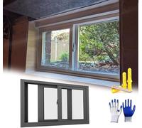 Ventana deslizante horizontal negra para sótano de 38 x 18 pulgadas con Sn y templado, repuesto ideal para baños, cocinas y gas. Se adapta a tamaños de 2040 pulgadas