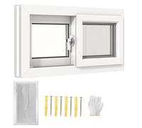Ventana deslizante para sótano para casas, vidrio templado aislado de doble panel, 20 x 18 pulgadas, 27 x 16 pulgadas, 28 x 18 pulgadas, 32 x 22 pulgadas, incluye pantalla, ideal para gallineros y