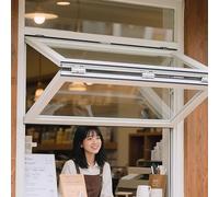 Ventana deslizante plegable exterior de aluminio, ventana de concesión comercial para cobertizo/hogar, perfecta para pasteles/café, color blanco, 81 x 91 cm