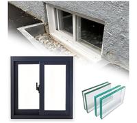 Ventana horizontal deslizante de aluminio de alta calidad con cerradura y vidrio templado para cobertizo y hogar, acabado negro, 104 x 56 cm, diseño duradero y elegante