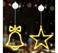 Ventana Luces de Navidad, 2pcs Cortina de Luces de Navidad, LED Luces Estrella de Navidad con Ventosa, Luces Colgantes Decorativas para Interiores Exteriores, decoración navideña para Boda, Fiesta