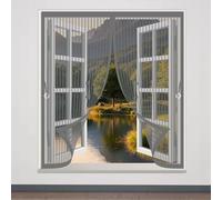 Ventana Magnética 100 x 100 cm Cierre Automático de Arriba a Abajo, Mantiene El Aire Fresco Dentro y Los Bichos Fuera Cortina Mosquitera Magnetica para Todas Las Ventana, Gris