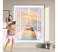 Ventana Magnética 100 x 125 cm Varios Tallas, Cierre Automático, No Requiere Herramientas, Mantiene El Aire Fresco Ventana con Mosquitera Magnética para Todas Las, Blanco