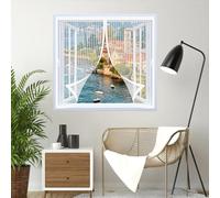 Ventana Magnética 100 x 130 cm Varios Tallas, Cierre Automático, No Requiere Herramientas, Mantiene El Aire Fresco Cortina Magnética para Todas Las Ventana, Blanco