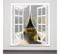 Ventana Magnética 100 x 140 cm Cierre Automático de Arriba a Abajo, Mantiene El Aire Fresco Dentro y Los Bichos Fuera Cortina Mosquitera Magnetica para Todas Las Ventana, Blanco