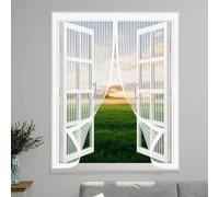 Ventana Magnética 100 x 145 cm Cierre Automático de Arriba a Abajo, Mantiene El Aire Fresco Dentro y Los Bichos Fuera Cortina Magnética Antiinsectos para Todas Las Ventana, Blanco