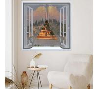 Ventana Magnética 100 x 145 cm Cierre Automático de Arriba a Abajo, Mantiene El Aire Fresco Dentro y Los Bichos Fuera Mosquitera para Ventana para Todas Las, Gris