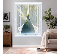 Ventana Magnética 105 x 125 cm Varios Tallas, Cierre Automático, No Requiere Herramientas, Mantiene El Aire Fresco Cortina Mosquiteras para Todas Las Ventana, Blanco