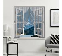 Ventana Magnética 110 x 135 cm sin Taladros, Cierre Automático, Fácil de Instalar y Lejos de Los Mosquitos con Iman sin Taladrar Cortina Mosquiteras para Todas Las Ventana, Gris