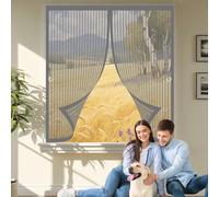 Ventana Magnética 110 x 135 cm sin Taladros, Cierre Automático, Fácil de Instalar y Lejos de Los Mosquitos con Iman sin Taladrar Cortina de Malla para Todas Las Ventana, Gris