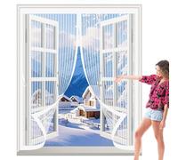 Ventana Magnética 115 x 140 cm Cierre Automático de Arriba a Abajo, Mantiene El Aire Fresco Dentro y Los Bichos Fuera Cortinas Antimosquitos para Todas Las Ventana, Blanco