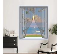 Ventana Magnética 120 x 84 cm Varios Tallas, Cierre Automático, No Requiere Herramientas, Mantiene El Aire Fresco Cortinas para Ventana Exteriores para Todas Las, Gris