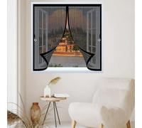 Ventana Magnética 125 x 130 cm Cierre Automático de Arriba a Abajo, Mantiene El Aire Fresco Dentro y Los Bichos Fuera Mosquitera para Ventana para Todas Las, Negro