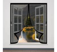 Ventana Magnética 130 x 134 cm Cierre Automático de Arriba a Abajo, Mantiene El Aire Fresco Dentro y Los Bichos Fuera Cortina Mosquitera Magnetica para Todas Las Ventana, Negro