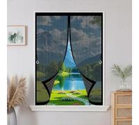 Ventana Magnética 140 x 155 cm Cierre Automático, Automáticamente y Mantiene El Aire Fresco, La Cortina Magnética Es Ideal Fly Curtains for Door para Todas Las Ventana, Negro
