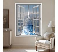 Ventana Magnética 140 x 160 cm Cierre Automático de Arriba a Abajo, Mantiene El Aire Fresco Dentro y Los Bichos Fuera Mosquitera Imantada Ventana para Todas Las, Gris
