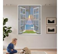 Ventana Magnética 143 x 153 cm Varios Tallas, Cierre Automático, No Requiere Herramientas, Mantiene El Aire Fresco Mosquitera Antimosquitos Imantada para Todas Las Ventana, Gris