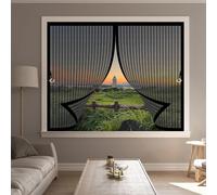 Ventana Magnética 145 x 160 cm Cierre Automático de Arriba a Abajo, Mantiene El Aire Fresco Dentro y Los Bichos Fuera Cortina Mosquiteras para Todas Las Ventana, Negro