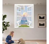 Ventana Magnética 151 x 153 cm Varios Tallas, Cierre Automático, No Requiere Herramientas, Mantiene El Aire Fresco Mosquitera Antimosquitos Imantada para Todas Las Ventana, Blanco