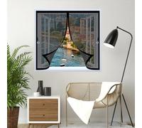 Ventana Magnética 60 x 130 cm Varios Tallas, Cierre Automático, No Requiere Herramientas, Mantiene El Aire Fresco Cortina Magnética para Todas Las Ventana, Negro