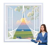 Ventana Magnética 65 x 165 cm Varios Tallas, Cierre Automático, No Requiere Herramientas, Mantiene El Aire Fresco Mosquitera Antimosquitos Imantada para Todas Las Ventana, Blanco