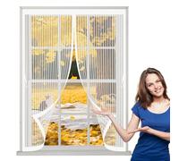Ventana Magnética 70 x 80 cm Cierre Automático de Arriba a Abajo, Mantiene El Aire Fresco Dentro y Los Bichos Fuera Cortina Mosquitera Magnetica para Todas Las Ventana, Blanco