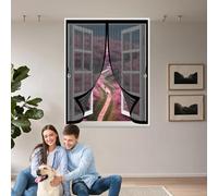 Ventana Magnética 70 x 80 cm Cierre Automático, Instalación sin Taladrar, Varios Tallas, Anti-Insectos, Mantiene El Aire Fresco Cortina de Malla para Todas Las Ventana, Negro