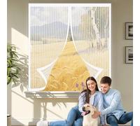 Ventana Magnética 80 x 145 cm sin Taladros, Cierre Automático, Fácil de Instalar y Lejos de Los Mosquitos con Iman sin Taladrar Cortina de Malla para Todas Las Ventana, Blanco