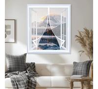 Ventana Magnética 80 x 90 cm Cierre Automático de Arriba a Abajo, Mantiene El Aire Fresco Dentro y Los Bichos Fuera Cortina Mosquiteras para Todas Las Ventana, Blanco